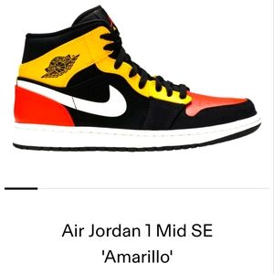 Jordan 1 Mid SE Amarillo Black Red Sneakers